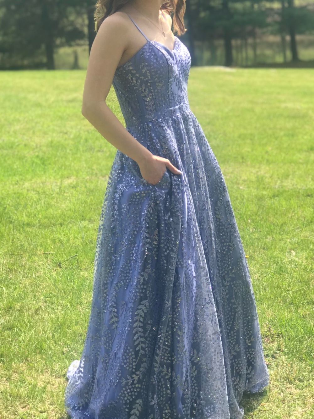 Lavender Blue (Periwinkle) Sequin Spaghetti Strap Gown